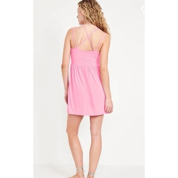 Old Navy Women's Fit & Flare Strappy Mini Dress Rock Rose Size Medium #NWT - Picture 2 of 4
